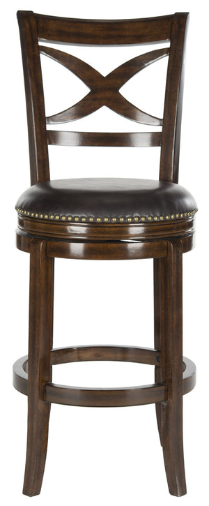Safavieh Santino Swivel Bar Stool - Elegant X-Back Design With 360-Degree Swivel For Modern Comfort & Style Espresso/Brown FOX7013B