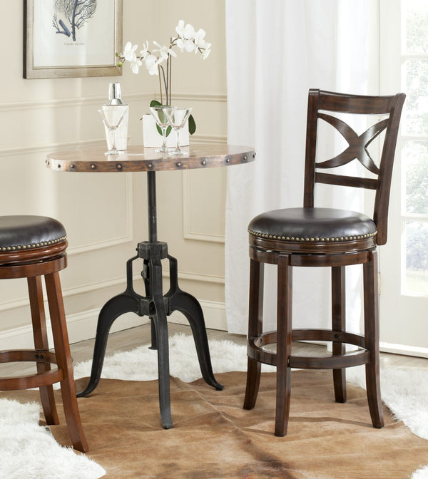 Safavieh Santino Swivel Bar Stool - Elegant X-Back Design With 360-Degree Swivel For Modern Comfort & Style Espresso/Brown FOX7013B