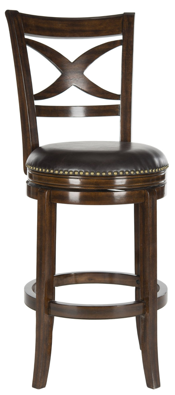 Safavieh Santino Swivel Bar Stool - Elegant X-Back Design With 360-Degree Swivel For Modern Comfort & Style Espresso/Brown FOX7013B