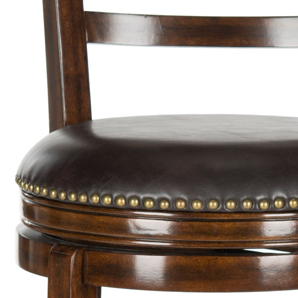Safavieh Santino Swivel Bar Stool - Elegant X-Back Design With 360-Degree Swivel For Modern Comfort & Style Espresso/Brown FOX7013B