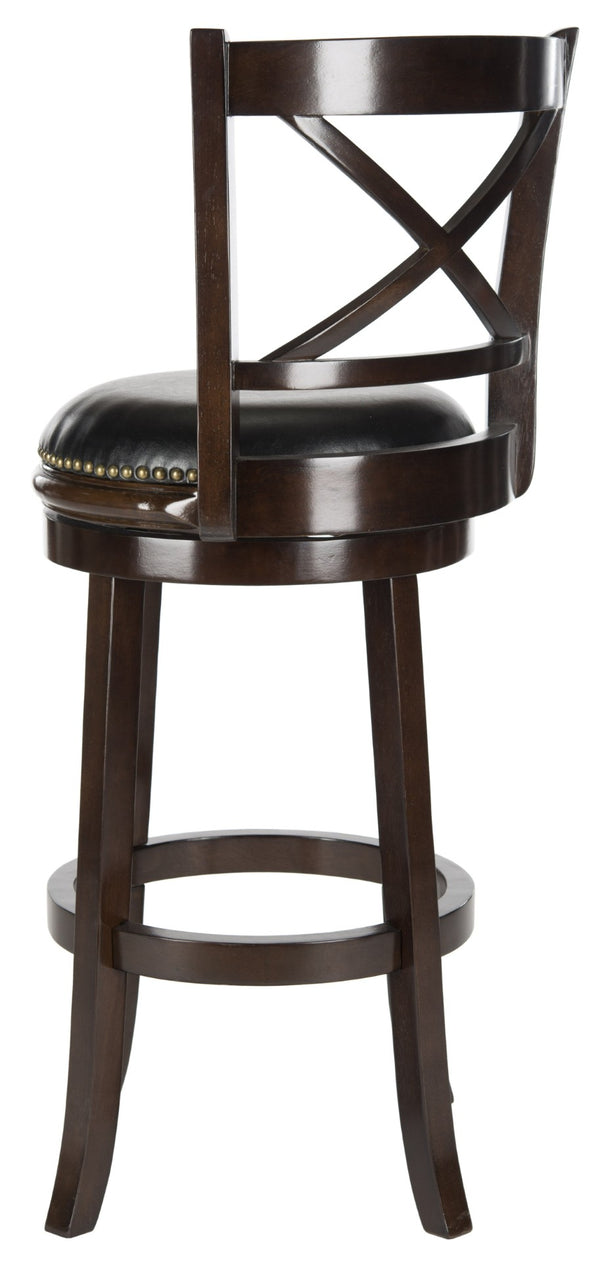 Safavieh Butler Swivel Bar Stool - Elegant Cross-Back Design With Black Leather Seat For Stylish Comfort FOX7014A