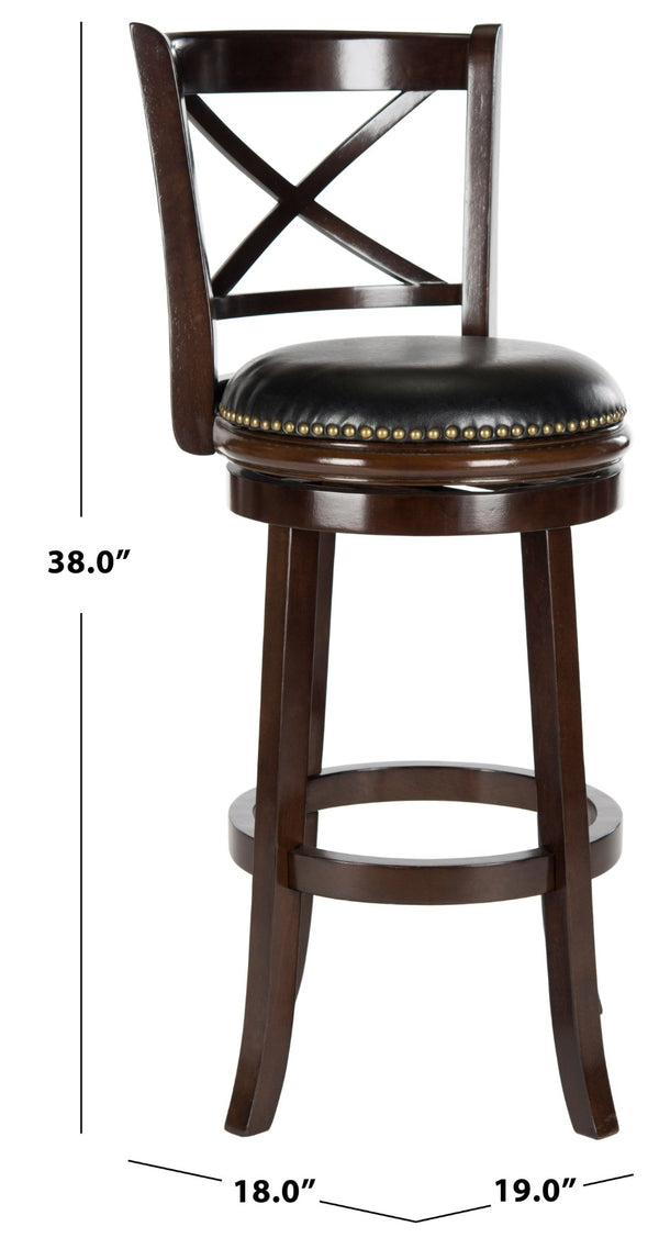 Safavieh Butler Swivel Bar Stool - Elegant Cross-Back Design With Black Leather Seat For Stylish Comfort FOX7014A