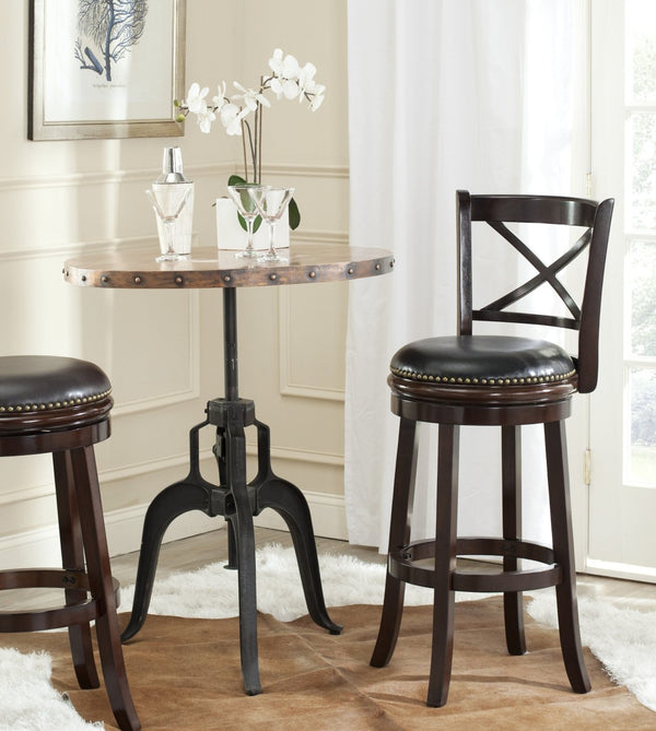 Safavieh Butler Swivel Bar Stool - Elegant Cross-Back Design With Black Leather Seat For Stylish Comfort FOX7014A