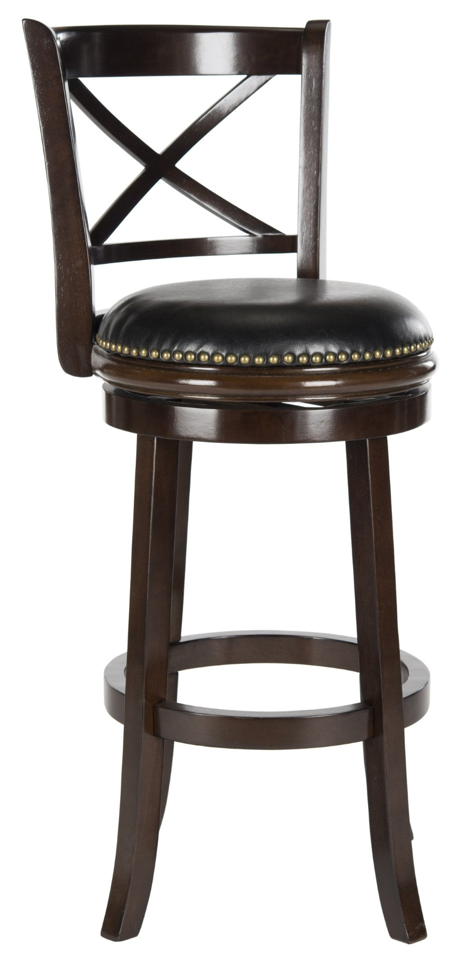 Safavieh Butler Swivel Bar Stool - Elegant Cross-Back Design With Black Leather Seat For Stylish Comfort FOX7014A