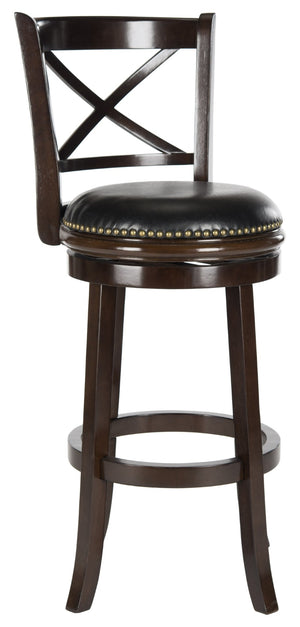 Safavieh Butler Swivel Bar Stool - Elegant Cross-Back Design With Black Leather Seat For Stylish Comfort FOX7014A