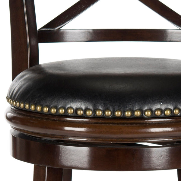 Safavieh Butler Swivel Bar Stool - Elegant Cross-Back Design With Black Leather Seat For Stylish Comfort FOX7014A