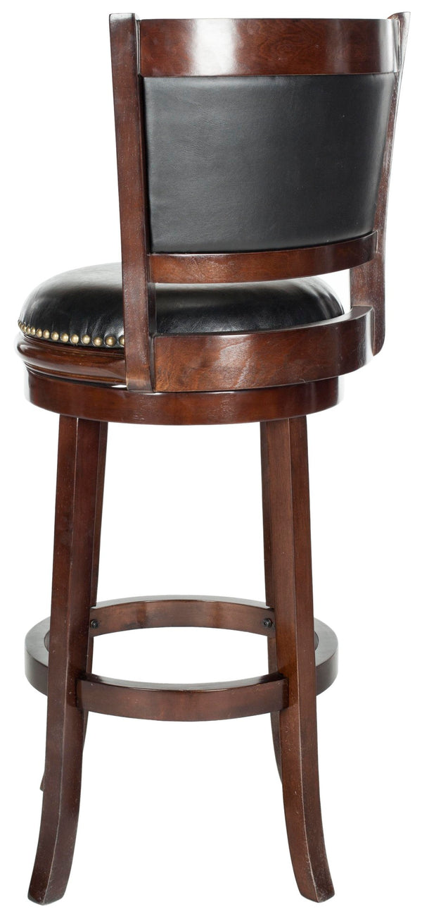 Safavieh Brockway Swivel Bar Stool - Chic Comfort With 360° Movement & Modern Black Pu Leather Design FOX7016A