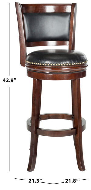 Safavieh Brockway Swivel Bar Stool - Chic Comfort With 360° Movement & Modern Black Pu Leather Design FOX7016A