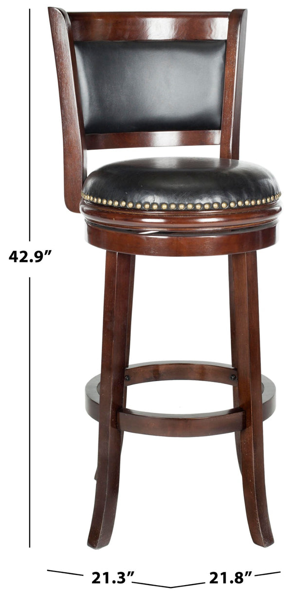 Safavieh Brockway Swivel Bar Stool - Chic Comfort With 360° Movement & Modern Black Pu Leather Design FOX7016A