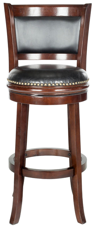 Safavieh Brockway Swivel Bar Stool - Chic Comfort With 360° Movement & Modern Black Pu Leather Design FOX7016A