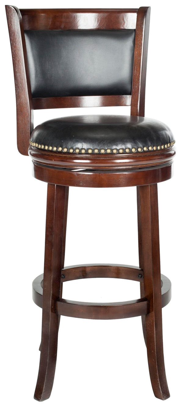Safavieh Brockway Swivel Bar Stool - Chic Comfort With 360° Movement & Modern Black Pu Leather Design FOX7016A
