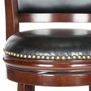 Safavieh Brockway Swivel Bar Stool - Chic Comfort With 360° Movement & Modern Black Pu Leather Design FOX7016A