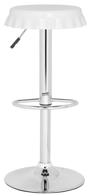 Safavieh Bunky Swivel Bar Stool - Adjustable Pop-Art Style With Glossy White Seat & Chrome Base For Fun Spaces FOX7505A