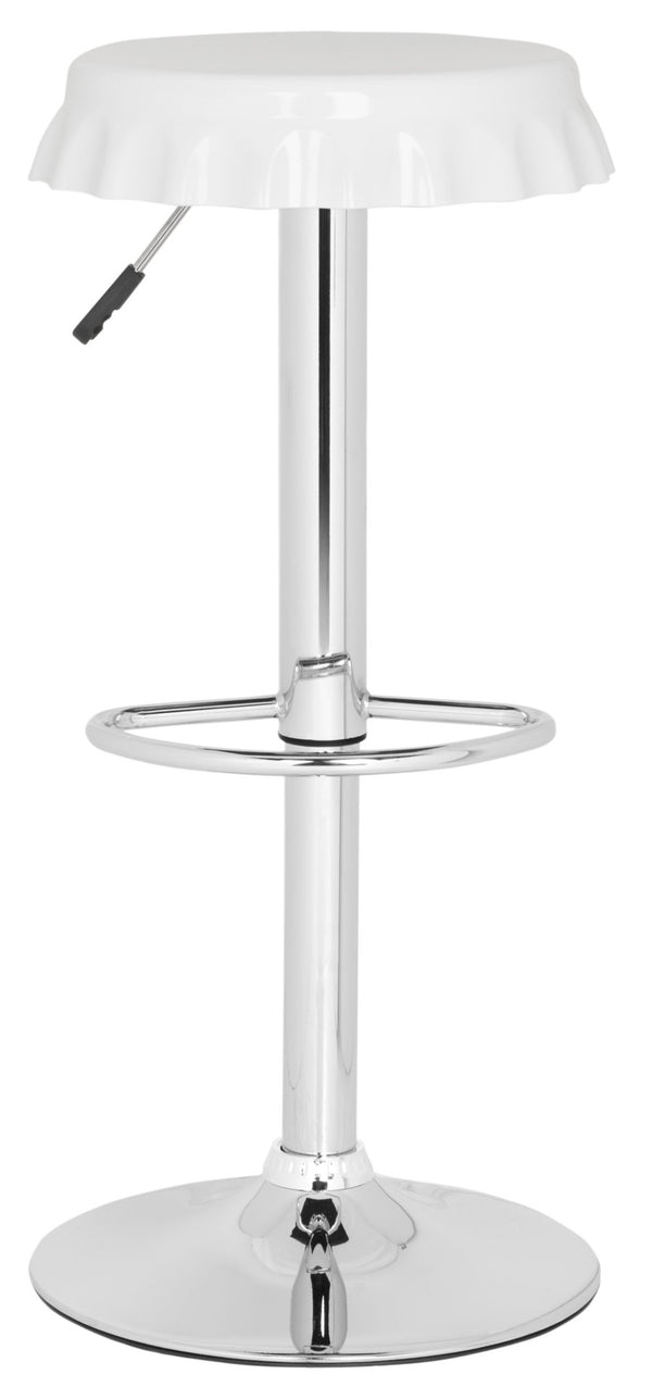 Safavieh Bunky Swivel Bar Stool - Adjustable Pop-Art Style With Glossy White Seat & Chrome Base For Fun Spaces FOX7505A