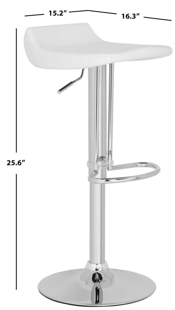 Safavieh Avish Swivel Bar Stool - Modern Adjustable Seat With Chrome Base For Stylish Home Entertaining Spaces White FOX7506A