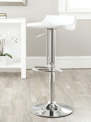 Safavieh Avish Swivel Bar Stool - Modern Adjustable Seat With Chrome Base For Stylish Home Entertaining Spaces White FOX7506A