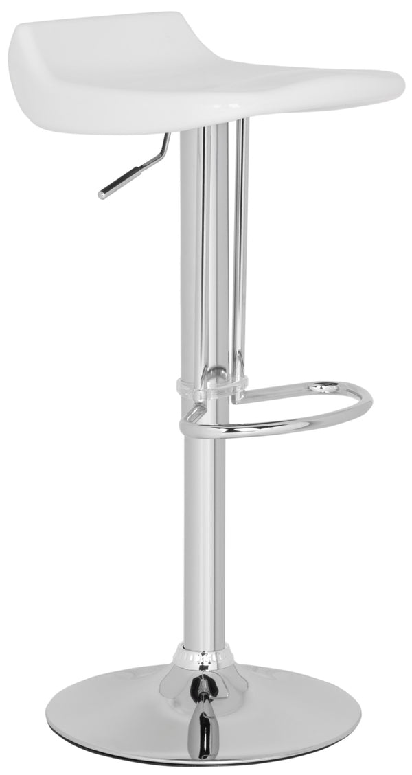Safavieh Avish Swivel Bar Stool - Modern Adjustable Seat With Chrome Base For Stylish Home Entertaining Spaces White FOX7506A