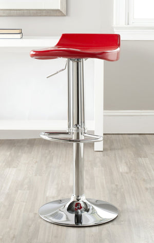 Safavieh Avish Swivel Bar Stool - Modern Adjustable Seat With Chrome Base For Stylish Home Entertaining Spaces Red FOX7506C