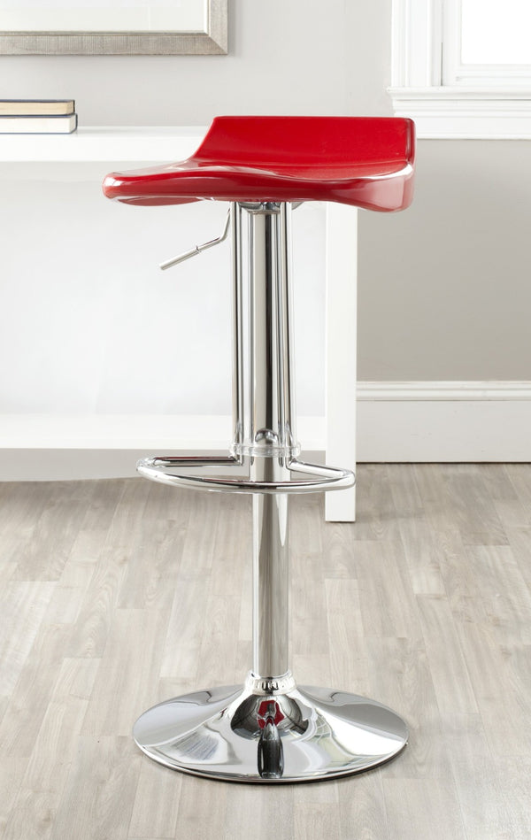 Safavieh Avish Swivel Bar Stool - Modern Adjustable Seat With Chrome Base For Stylish Home Entertaining Spaces Red FOX7506C