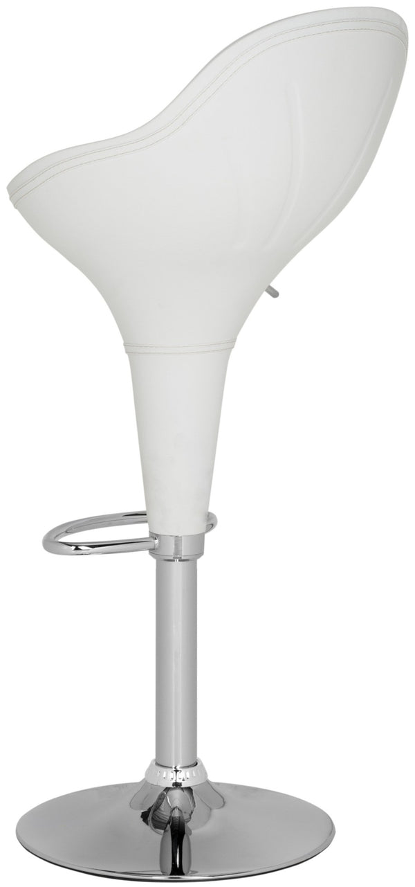 Safavieh Reptone Barstool - Adjustable White Faux Leather Swivel Stool With Chrome Accents For Modern Spaces FOX7508A
