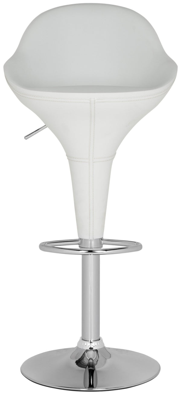 Safavieh Reptone Barstool - Adjustable White Faux Leather Swivel Stool With Chrome Accents For Modern Spaces FOX7508A