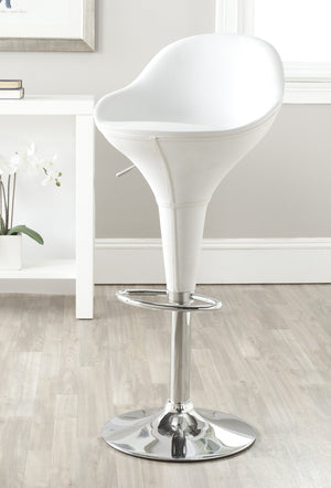 Safavieh Reptone Barstool - Adjustable White Faux Leather Swivel Stool With Chrome Accents For Modern Spaces FOX7508A