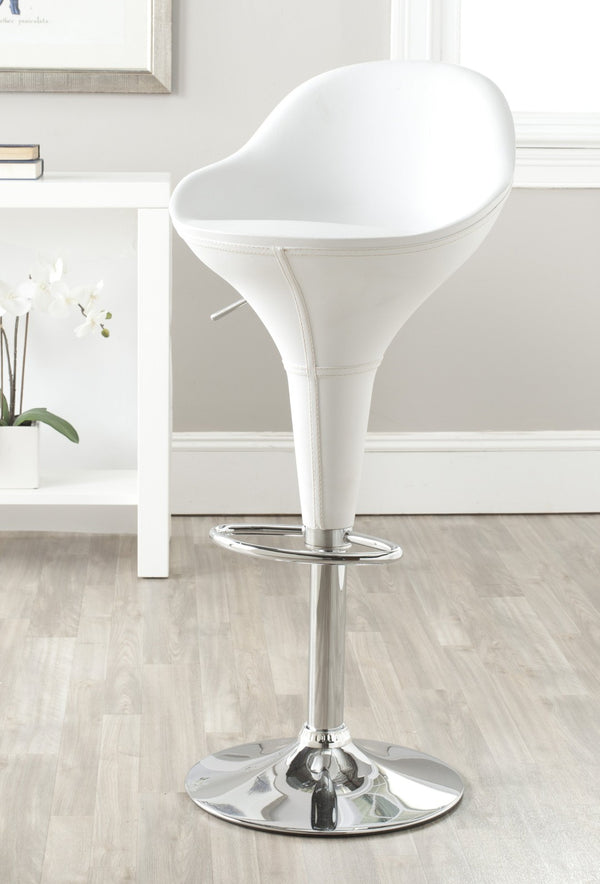 Safavieh Reptone Barstool - Adjustable White Faux Leather Swivel Stool With Chrome Accents For Modern Spaces FOX7508A