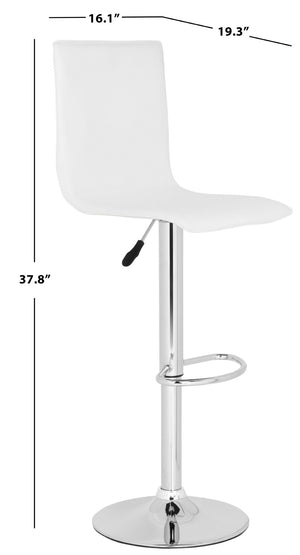 Safavieh Magda Swivel Bar Stool - Modern Chrome Frame With Faux Leather Upholstery For Stylish Comfort White FOX7513A