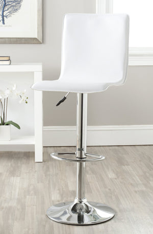 Safavieh Magda Swivel Bar Stool - Modern Chrome Frame With Faux Leather Upholstery For Stylish Comfort White FOX7513A
