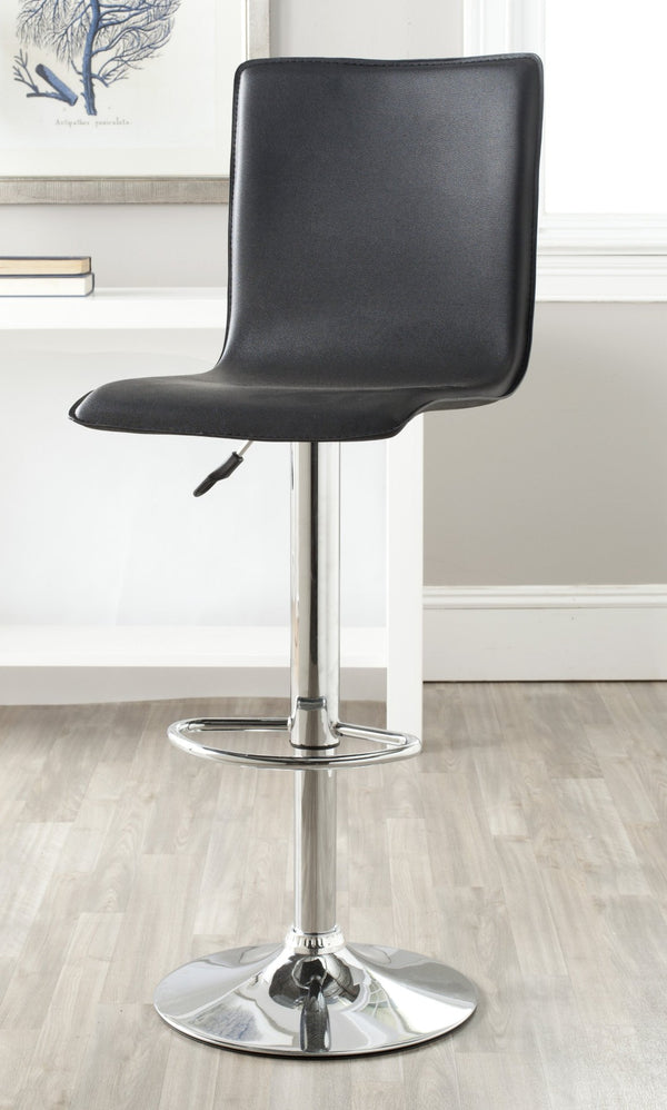 Safavieh Magda Swivel Bar Stool - Modern Chrome Frame With Faux Leather Upholstery For Stylish Comfort Black FOX7513B