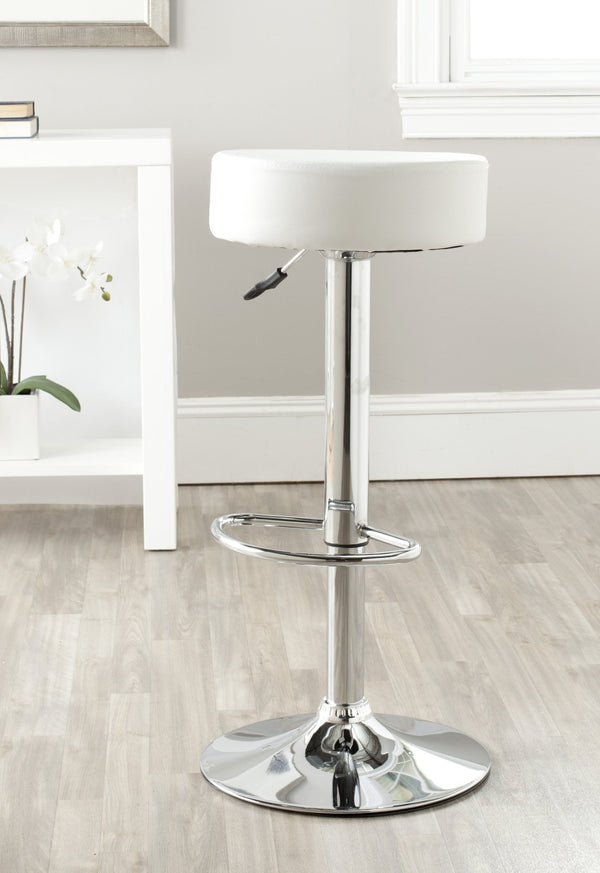 Safavieh Jude Swivel Bar Stool - Modern Adjustable Height Seating With Plush Cushion And 360° Swivel Motion White FOX7514A
