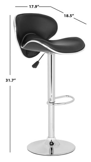 Safavieh Shambi Swivel Bar Stool - Modern Elegance With Adjustable Height & 360° Swivel For Comfort & Style Black FOX7515B