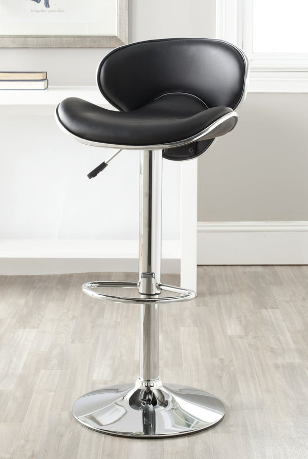 Safavieh Shambi Swivel Bar Stool - Modern Elegance With Adjustable Height & 360° Swivel For Comfort & Style Black FOX7515B