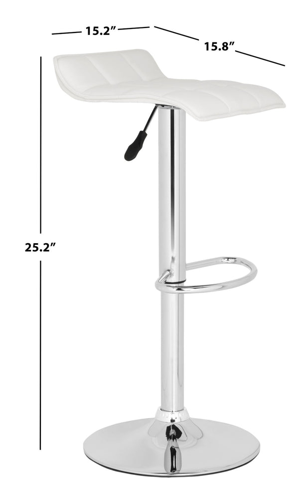 Safavieh Lamita Swivel Bar Stool - Contemporary Height-Adjustable Design With Luxurious Tufted Detailing White FOX7516A