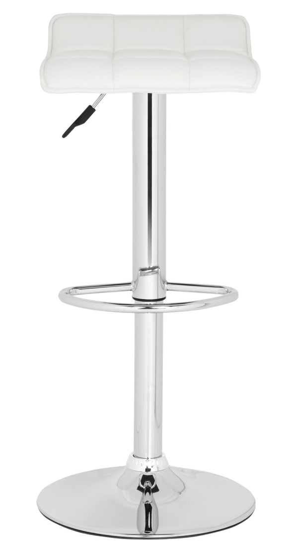 Safavieh Lamita Swivel Bar Stool - Contemporary Height-Adjustable Design With Luxurious Tufted Detailing White FOX7516A