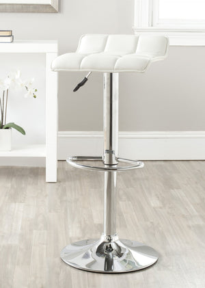 Safavieh Lamita Swivel Bar Stool - Contemporary Height-Adjustable Design With Luxurious Tufted Detailing White FOX7516A