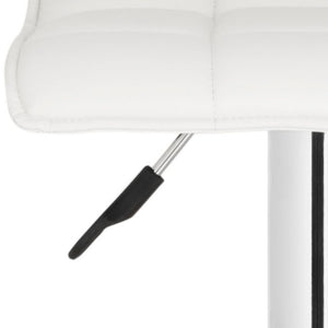 Safavieh Lamita Swivel Bar Stool - Contemporary Height-Adjustable Design With Luxurious Tufted Detailing White FOX7516A