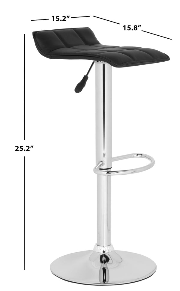 Safavieh Lamita Swivel Bar Stool - Contemporary Height-Adjustable Design With Luxurious Tufted Detailing Black FOX7516B