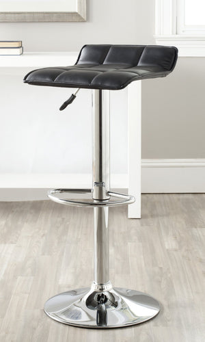 Safavieh Lamita Swivel Bar Stool - Contemporary Height-Adjustable Design With Luxurious Tufted Detailing Black FOX7516B