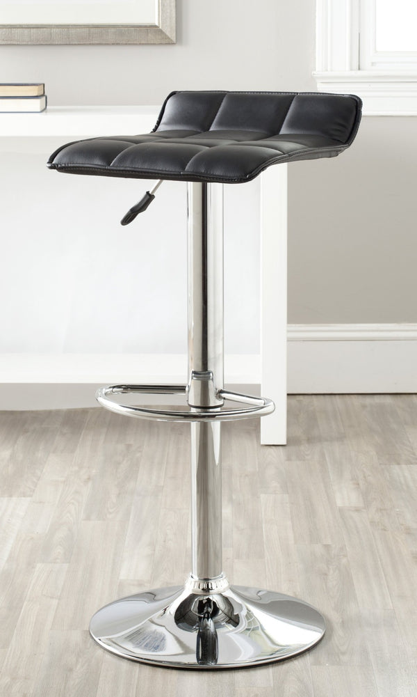 Safavieh Lamita Swivel Bar Stool - Contemporary Height-Adjustable Design With Luxurious Tufted Detailing Black FOX7516B