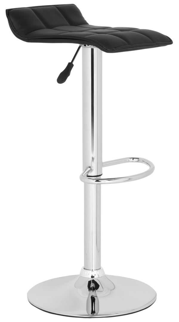 Safavieh Lamita Swivel Bar Stool - Contemporary Height-Adjustable Design With Luxurious Tufted Detailing Black FOX7516B