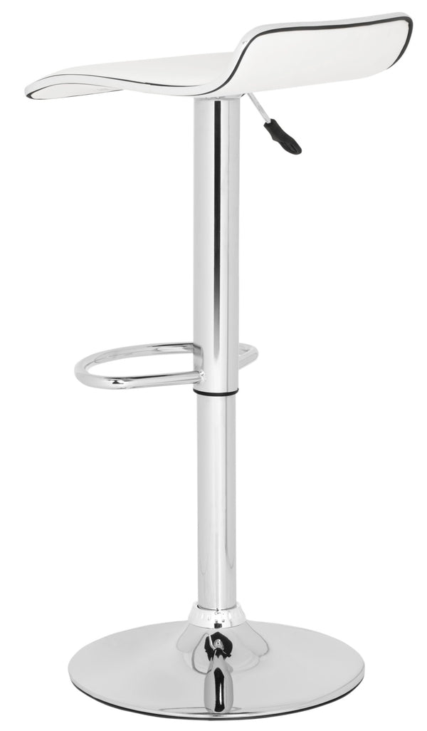Safavieh Chaunda Swivel Bar Stool – Modern Chrome Frame With Adjustable Seat For Kitchen And Home Bars White FOX7517A