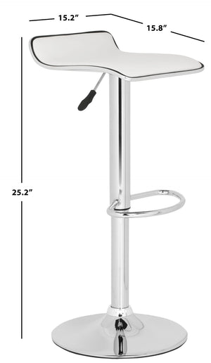 Safavieh Chaunda Swivel Bar Stool – Modern Chrome Frame With Adjustable Seat For Kitchen And Home Bars White FOX7517A