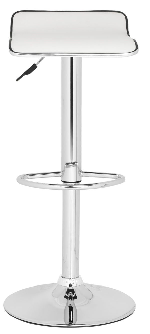 Safavieh Chaunda Swivel Bar Stool – Modern Chrome Frame With Adjustable Seat For Kitchen And Home Bars White FOX7517A