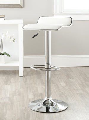 Safavieh Chaunda Swivel Bar Stool – Modern Chrome Frame With Adjustable Seat For Kitchen And Home Bars White FOX7517A