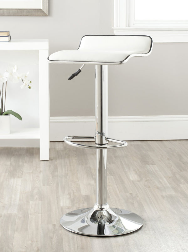 Safavieh Chaunda Swivel Bar Stool – Modern Chrome Frame With Adjustable Seat For Kitchen And Home Bars White FOX7517A