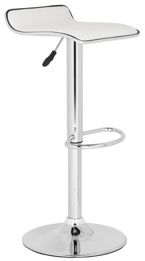 Safavieh Chaunda Swivel Bar Stool – Modern Chrome Frame With Adjustable Seat For Kitchen And Home Bars White FOX7517A
