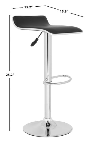 Safavieh Chaunda Swivel Bar Stool – Modern Chrome Frame With Adjustable Seat For Kitchen And Home Bars Black FOX7517B