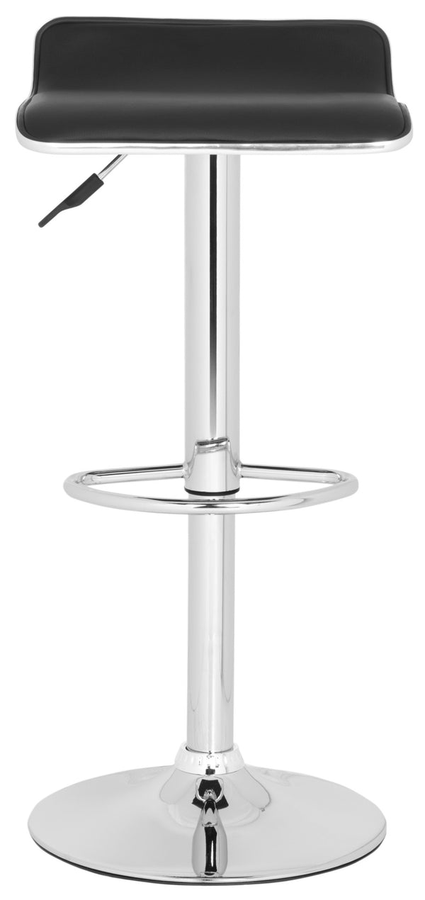 Safavieh Chaunda Swivel Bar Stool – Modern Chrome Frame With Adjustable Seat For Kitchen And Home Bars Black FOX7517B