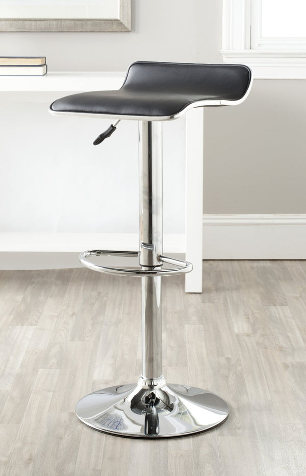 Safavieh Chaunda Swivel Bar Stool – Modern Chrome Frame With Adjustable Seat For Kitchen And Home Bars Black FOX7517B